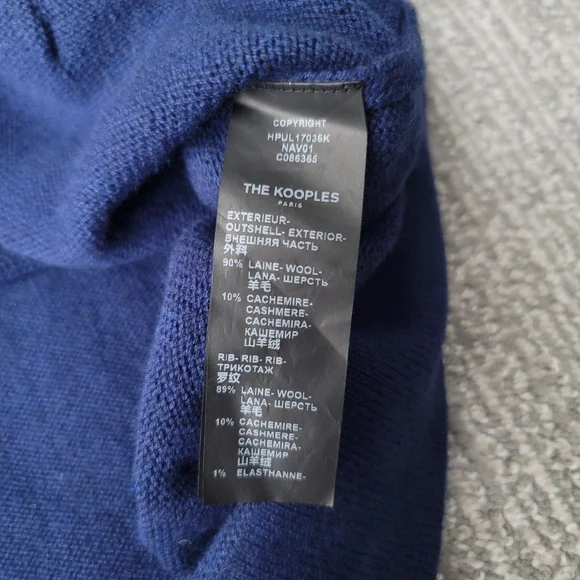 NWT The Kooples Wool Cashmere Blend Knit Hoodie Sweater, Size FR 2/US 6, Navy